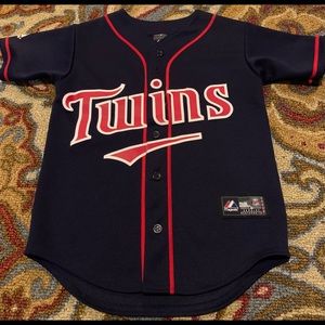 MN minnesota Twins MLB navy boys Jersey youth small embroidered